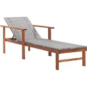 Syfax Sonnenliege Poly Rattan und Massivholz Akazie Grau