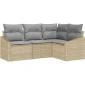Syfax Gartensofa-set 4 stk. Beige und Hellgrau Poly-Rattan