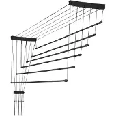 Kadax Deckenwäschetrockner "Torp", Deckentrockner Traglast 12kg, 6 Stäbe, 140 cm, schwarz