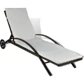 Syfax Sonnenliege mit Polster & Rollen Poly Rattan Braun