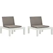 Syfax Gartenstühle mit Auflagen 2 Stk. Kunststoff Weiß
