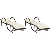 Syfax Sonnenliegen 2 Stk. mit Auflagen Braun Poly Rattan