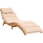 Syfax Sonnenliege mit Auflage Beige Massivholz Akazie