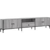 Syfax TV-Schrank mit Schublade Grau Sonoma 200x25x44 cm Holzwerkstoff