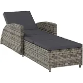 Syfax Sonnenliege mit Dunkelgrauer Auflage Poly Rattan Grau