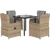 Syfax 5-tlg. Garten-Essgruppe mit Kissen Beige Poly Rattan