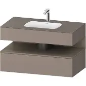 Duravit Collection One Einbauwaschtisch mit Konsolenwaschtischunterbau, 1000x550x600mm, Nische Eiche Terra, QA4786035430010, Farbe: Basalt Matt/mit Nischenbeleuchtung