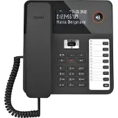 Gigaset DESK 800A, Analoges Telefon, Kabelgebundenes Mobilteil, 200 Eintragungen, Schwarz