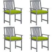 Syfax Gartenstühle mit Kissen 4 Stk. Grau Massivholz Akazie