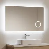 Emke LED Badspiegel mit 3-Fach Vergrößerung Touchschalter Kaltweiß Licht 100X60cm