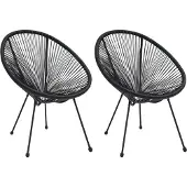 Syfax Moon-Gartenstühle 2 Stk. Rattan Schwarz