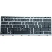T-ProTek DEUTSCHE-Tastatur Schwarz , Silber Rahmen,Trackpoint für HP EliteBook 840 G5 3JX06EA