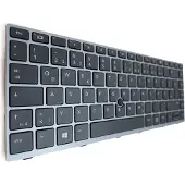 T-ProTek DEUTSCHE-Tastatur Schwarz , Silber Rahmen,Trackpoint für HP EliteBook 840 G5 3JX62EA