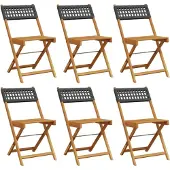 Syfax Klappstühle, 6 Stück, schwarz, aus Polyrattan und Massivholz