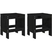 Syfax Gartenhocker 2 Stk. Schwarz 40x36x45 cm Massivholz Kiefer