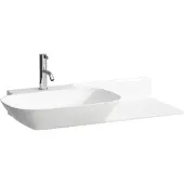 Laufen INO Waschtisch, 1 Hahnloch, ohne Überlauf, Keramikablage rechts, 900x450mm, H8133024001111, Farbe: Weiß mit LCC