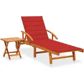 Syfax Sonnenliege mit Tisch und Auflage Akazie Massivholz