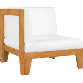 Syfax Modular-Ecksofa mit Cremeweißen Kissen Akazie Massivholz