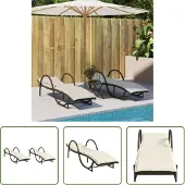 The Living Store Sonnenliegen 2 Stk. mit Auflagen Braun Poly Rattan