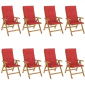 vidaXL Klappstühle Verstellbar mit Auflagen 8 Stk. Massivholz Teak