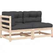 Syfax Gartensofa mit Kissen 2-Sitzer Massivholz Kiefer