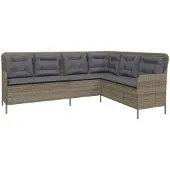 Syfax Gartensofa in L-Form mit Kissen Grau Poly Rattan
