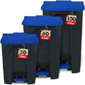 Floordirekt Mülleimer Olaf für Haushalt, Büro & Gewerbe viele Farben & Größen Blau 100 Liter