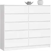 Akord Kommode 10 Schubladen Weiß 138X40X121 Cm