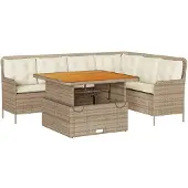 Syfax 2-tlg. Garten-Sofagarnitur mit Kissen Beige Poly Rattan