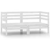 Syfax 2-Sitzer-Gartensofa Weiß Kiefer Massivholz