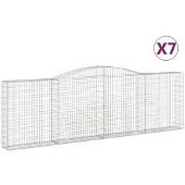 vidaXL Gabionen mit Hochbogen 7 Stk. 400x30x120/140cm Verzinktes Eisen
