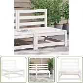 The Living Store Gartensofa ohne Armlehnen Weiß 70x70x67 cm Massivholz Kiefer