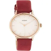 Oozoo Damen Lederarmband Uhr Timepieces rot Analog Quarzuhr UOC11053