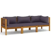 Syfax 3-Sitzer-Gartensofa mit Auflage Akazie Massivholz