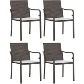 Syfax Gartenstühle mit Kissen 4 Stk. Braun 56x59x84 cm Poly Rattan