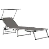 Syfax Klappliege mit Sonnenschutz Aluminium und Textiline Grau