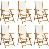 Syfax 6-teiliges Set aus cremeweißem Stoff und Massivholz mit verstellbarer Rückenlehne
