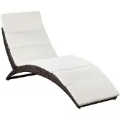 Syfax Klappbare Sonnenliege mit Auflage Poly Rattan Braun