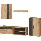 Vicco Wohnwand Berno Goldkraft Eiche/Anthrazit 4er Set, Model 41603