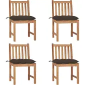 Syfax Gartenstühle 4 Stk. mit Kissen Massivholz Teak