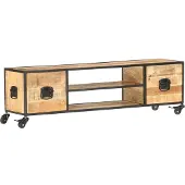 The Living Store TV-Schrank 130x30x39 cm Massivholz Mango
