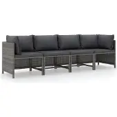 Syfax 4-Sitzer-Gartensofa mit Kissen Grau Poly Rattan