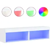 Sonstiges TV-Schränke mit LED-Leuchten 2 Stk. Weiß 60x30x30 cm