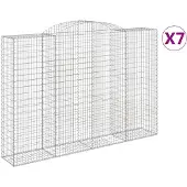 vidaXL Gabionen mit Hochbogen 7 Stk. 300x50x200/220cm Verzinktes Eisen