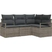 Syfax Sofa Set 4 stk. Grau Poly-Rattan