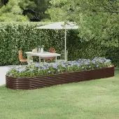Syfax Hochbeet Verzinkter Stahl 396x100x36 cm Braun