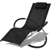 Syfax Sonnenliege Geometrisch Outdoor Stahl Schwarz und Grau