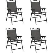 Syfax Klappstühle, 4 Stück, meliertes Grau, Stahl und Textilene