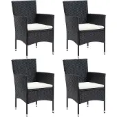 Syfax Garten-Essstühle 4 Stk. Poly Rattan Schwarz