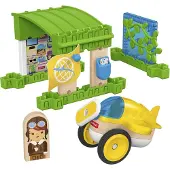 Mattel GLM43 - Fisher-Price - wonder makers - Spielset, Bausteine aus Holz, 15 Teile, Flugzeughalle